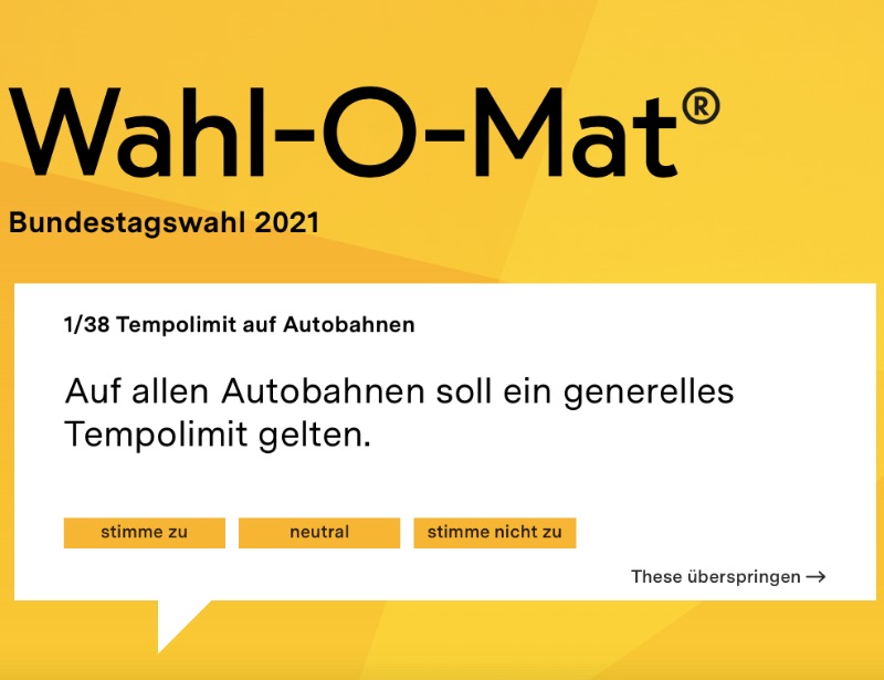 Deutscher Wahlzeiger Wahl-O-Mat hat begonnen