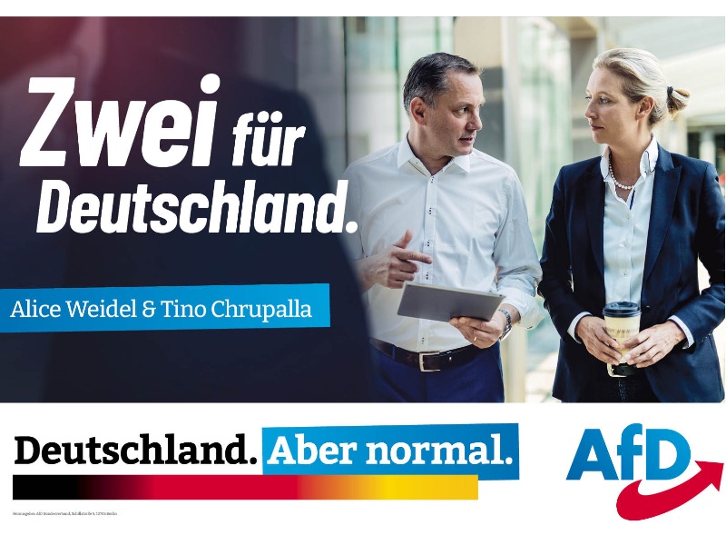 Chrupalla en Weidel, verkiezingsposter AfD. Afb: AfD.de