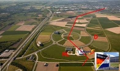 De Nederlands-Duitse grens loopt dwars door het bedrijfsgebouw van Solland Solar. Afb: sollandsolar.com